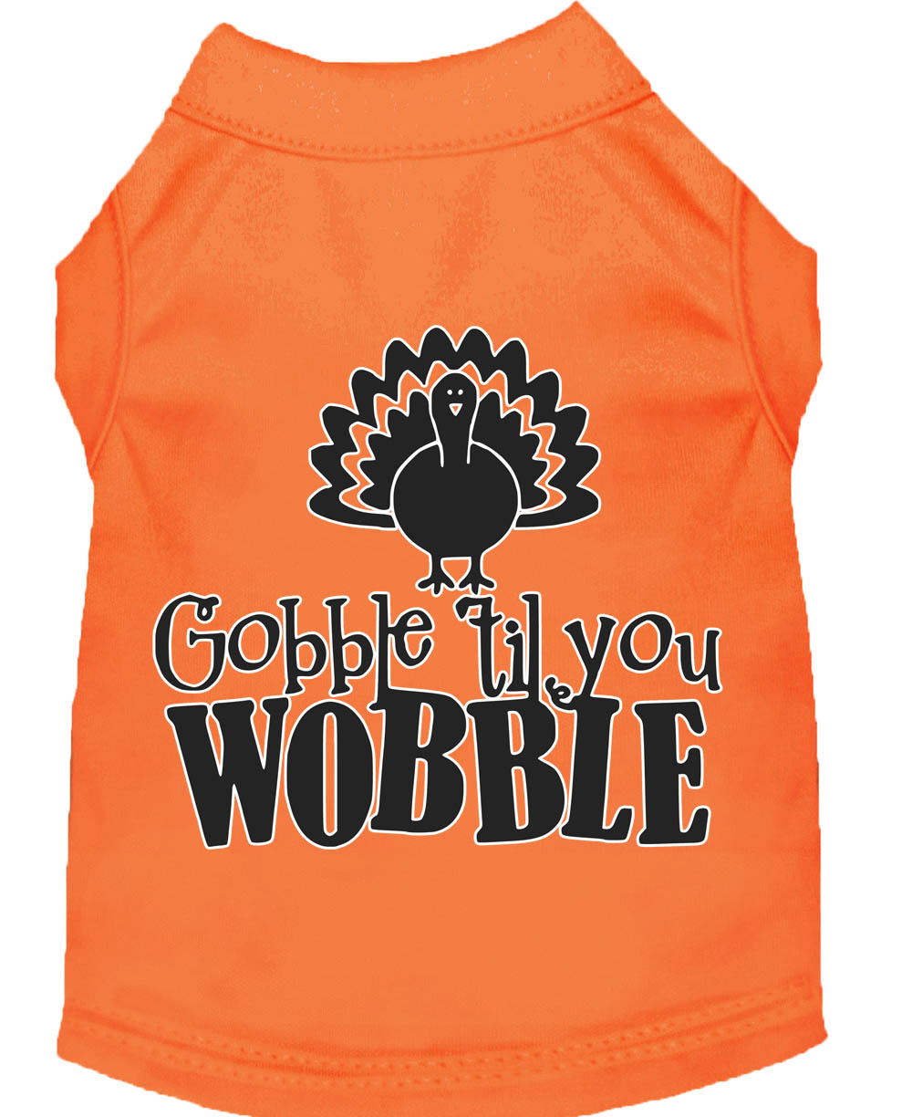 Gobble til You Wobble Screen Print Dog Shirt Orange Med